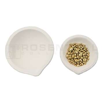 Italian Melting Ceramic Crucible Set of 2 Melting Gold Silver Copper with Whip Tongs Handle 2A (Small)