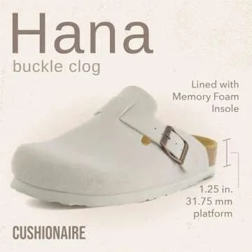 CUSHIONAIRE Hana Women's Clogs | Stylish Vegan Suede Slip-Ons with Arch Support and Cork Footbed | I...