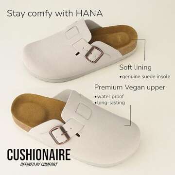 CUSHIONAIRE Hana Women’s Clogs | Slip-On Vegan Comfort | Ivory