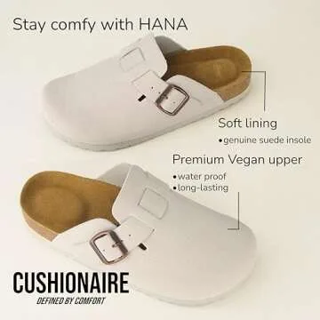 CUSHIONAIRE Hana Women’s Clogs | Slip-On Vegan Comfort | Ivory