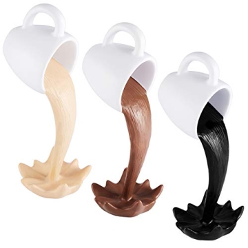 Hicarer 3 Pieces Floating Coffee Cup Sculpture Magic Pouring Splash Coffee Mug Kitchen Decor for Cof...