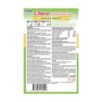 INABA Churu Cat Treats, Grain-Free, Lickable, Squeezable Creamy Purée Cat Treat/Topper, 60 Servings...