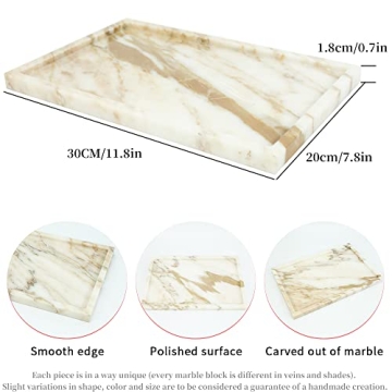 Luxury Natural Marble Serving Tray for Home Decor