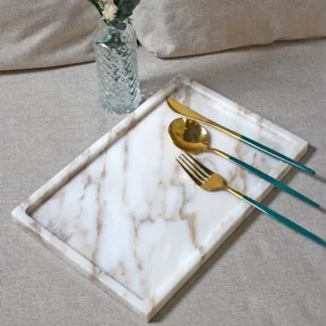 Luxury Natural Marble Serving Tray for Home Decor