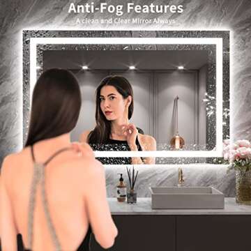 LOAAO 55X36 LED Bathroom Mirror with Lights, Anti-Fog, Dimmable, Backlit + Front Lit, Lighted Bathro...
