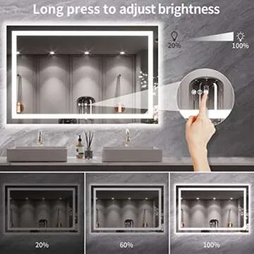 LOAAO 55X36 LED Bathroom Mirror with Anti-Fog and Dimmable Lights