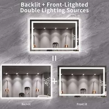 LOAAO 55X36 LED Bathroom Mirror with Anti-Fog and Dimmable Lights