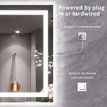 LOAAO 55X36 LED Bathroom Mirror with Anti-Fog and Dimmable Lights