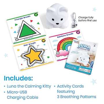 hand2mind Luna The Calming Kitty, Breathing Light, Guided Meditation for Kids, Mindfulness for Kids,...