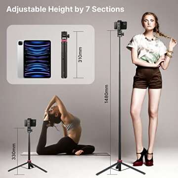Ultimate 57.48" Extendable Selfie Stick Tripod for Smartphones & Action Cams