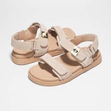 Project Cloud Leather Womens Sandals Comfortable & Adjustable Walking Sandals Women Footwear - Strappy Sandals for Women - Flexible Women's Sandals For Women 2025 (Mona, Nude, 8)