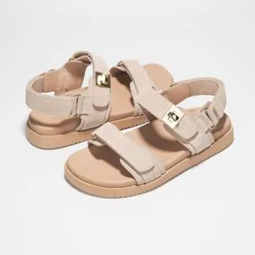 Project Cloud Leather Womens Sandals Comfortable & Adjustable Walking Sandals Women Footwear - Strappy Sandals for Women - Flexible Women's Sandals For Women 2025 (Mona, Nude, 8)