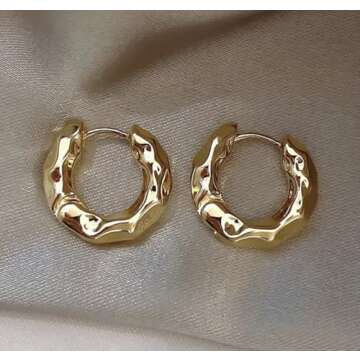 18K Gold Plated Fashion Hoop Earrings for Women, Elegant and Chic, Trendy and Luxury Jewelry Accesso...