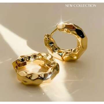 18K Gold Plated Fashion Hoop Earrings for Women, Elegant and Chic, Trendy and Luxury Jewelry Accessory in a Gift Box for a Wonderful Present