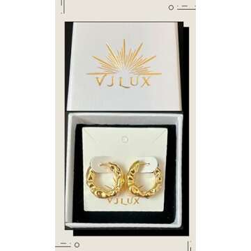 18K Gold Plated Fashion Hoop Earrings for Women, Elegant and Chic, Trendy and Luxury Jewelry Accessory in a Gift Box for a Wonderful Present