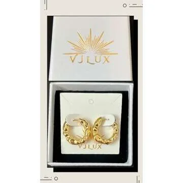 18K Gold Plated Fashion Hoop Earrings for Women, Elegant and Chic, Trendy and Luxury Jewelry Accessory in a Gift Box for a Wonderful Present