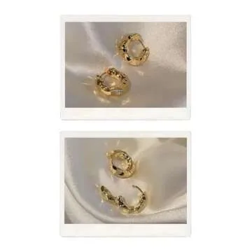 18K Gold Plated Fashion Hoop Earrings for Women, Elegant and Chic, Trendy and Luxury Jewelry Accessory in a Gift Box for a Wonderful Present