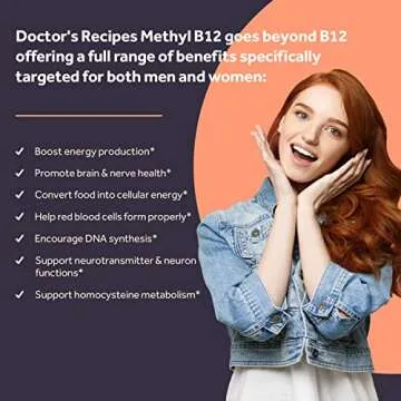 Doctor's Recipes Vitamin B12, Methylcobalamin 5000 mcg 90 Fast Dissolve Tablets, Natural Peach Flavor, Vegan Methyl, Energy Metabolism & Nervous System