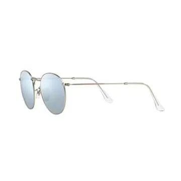 Ray-Ban Rb3447 Round Metal Sunglasses, Matte Silver/Light Green Mirrored Silver, 50 mm