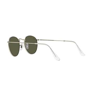 Ray-Ban Rb3447 Round Metal Sunglasses, Matte Silver/Light Green Mirrored Silver, 50 mm