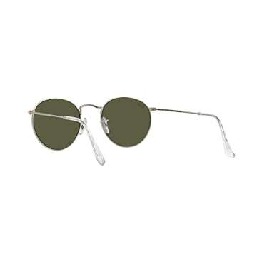 Ray-Ban Rb3447 Round Metal Sunglasses, Matte Silver/Light Green Mirrored Silver, 50 mm
