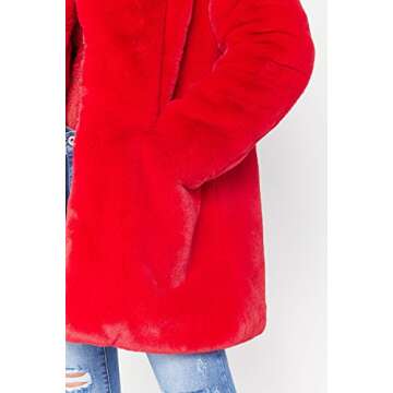 TOPONSKY Pinot Warm Faux Fur Coats Sequin Winter Xmas Fancy Women Fuzzy Jackets Red M
