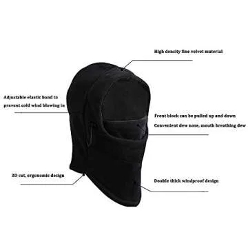 Balaclava Ski Mask 2 Pcs Windproof Fleece Adjustable