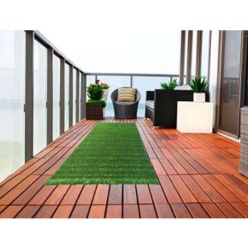 Ottomanson Artificial Grass Turf 22" x 8' Indoor Outdoor Faux Grass Rug with Drainage Holes, Customi...