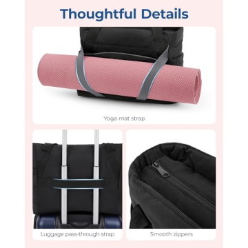 Stylish BAGSMART Tote Bag for Women with Yoga Mat Straps