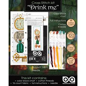 Personalized.Design Counted Cross Stitch Kit “Alice in Wonderland: Drink Me” - DIY Hand Embroide...