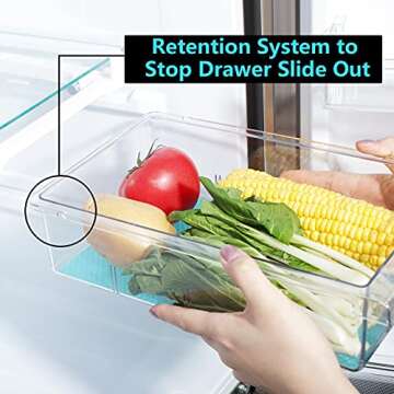 Fridge Drawer Organizer Bins - Farochy 2PCS with Handle