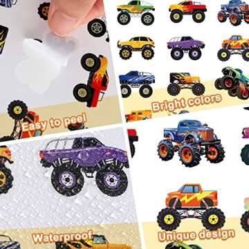 500 Vibrant Truck and Car Stickers for Kids Crafts