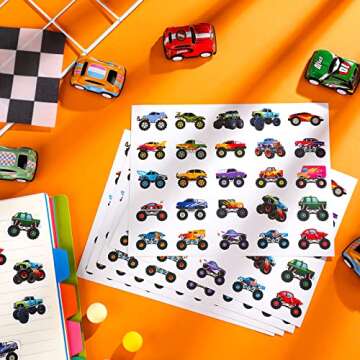 500 Vibrant Truck and Car Stickers for Kids Crafts