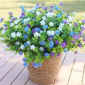 BCBLF Artificial Flowers - 12 Bundles UV Resistant Realistic Decor