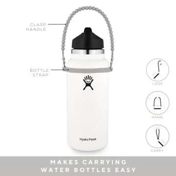 Ryan & Rose Water Bottle Handle - Water Bottle Sling, Carrier, Holder with strap - Soft Durable Silicone - Fits Most 8-40oz Bottles - Compatible Stanley Cup Accessories (Slate)