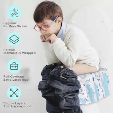 Toilet Seat Covers Disposable, 20 PCS Extra Large Waterproof Toilet Potty Seat Covers for Toddlers, Kids Potty Training, Potable Potty Seat Covers Travel Essentials for Airplane, Public Restroom,Trip