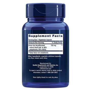 Life Extension Decaffeinated Mega Green Tea Extract – Polyphenol-Rich, Cell Health, Heart Health, ...