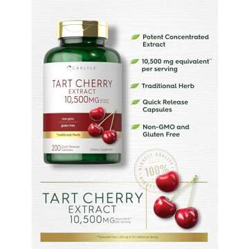 Carlyle Tart Cherry Capsules | 10,500mg | 200 Pills | Max Potency | Non-GMO, Gluten Free | Tart Cherry Juice Extract