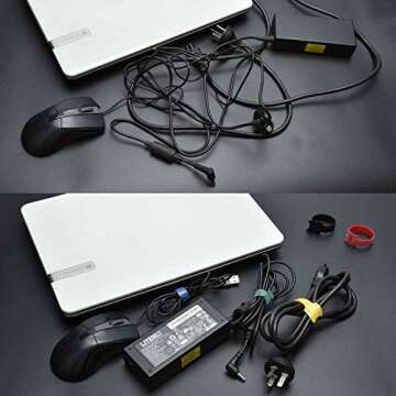 HMROPE 60PCS Fastening Cable Ties Reusable, Premium 6-Inch Adjustable Cord Ties, Microfiber Cloth Ca...