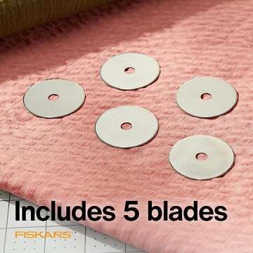 Fiskars 45mm Rotary Blades (5 Pack) - Rotary Cutter Blade Replacement - Crafts, Sewing, and Quilting Projects - Grey