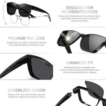 GEGURI Polarized Sunglasses Fit Over Glasses for Men Women