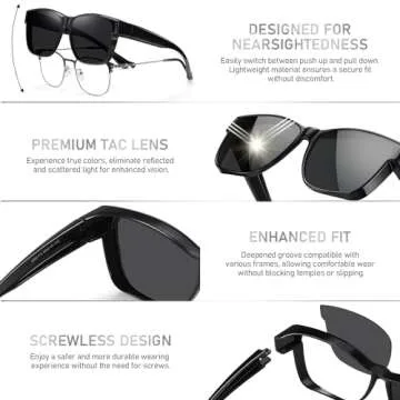 GEGURI Polarized Sunglasses Fit Over Glasses for Men Women