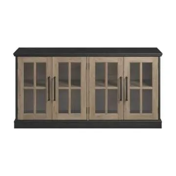 Bush Furniture Westbrook 60W TV Stand for 75 Inch TV in Vintage Black/Restored Tan Hickory | Living Room Entertainment Center with Storage