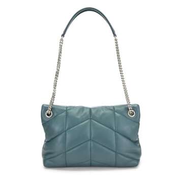 Yves Saint Laurent, Pre-Loved Blue Calfskin Puffer Chain Shoulder Bag Small, Blue
