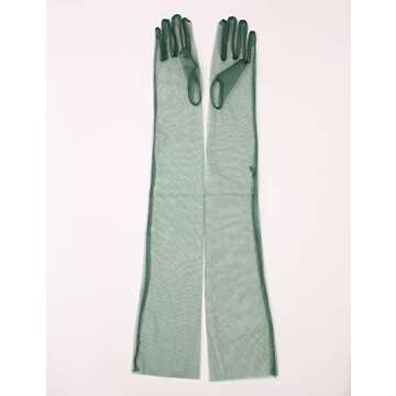 QRBTSCL Women's Wedding Bridal Mesh Tulle Gloves Long Opera Costume Party Gloves 27" Elbow Length Sheer Gloves Yellow