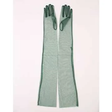 QRBTSCL Women's Wedding Bridal Mesh Tulle Gloves Long Opera Costume Party Gloves 27" Elbow Length Sheer Gloves Yellow