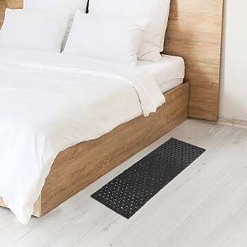 Fovlaurs Bambo Bath Mat Bathroom Runner Long Large Rugs Floor Wood Shower Bathtub Waterproof Non Slip Accessories 16x48 Inch Easy to Clean,Black,1 pc