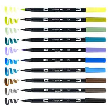 Tombow 56169 Dual Brush Pen Art Markers, Landscape, 10-Pack. Blendable, Brush and Fine Tip Markers