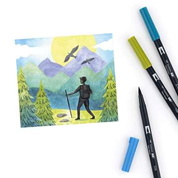 Tombow 56169 Dual Brush Pen Art Markers, Landscape, 10-Pack. Blendable, Brush and Fine Tip Markers