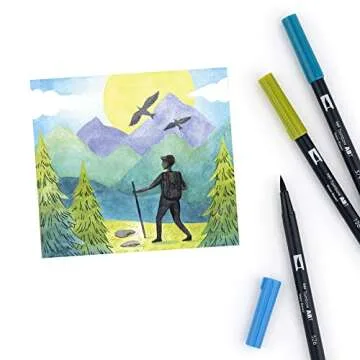 Tombow 56169 Dual Brush Pen Art Markers, Landscape, 10-Pack. Blendable, Brush and Fine Tip Markers